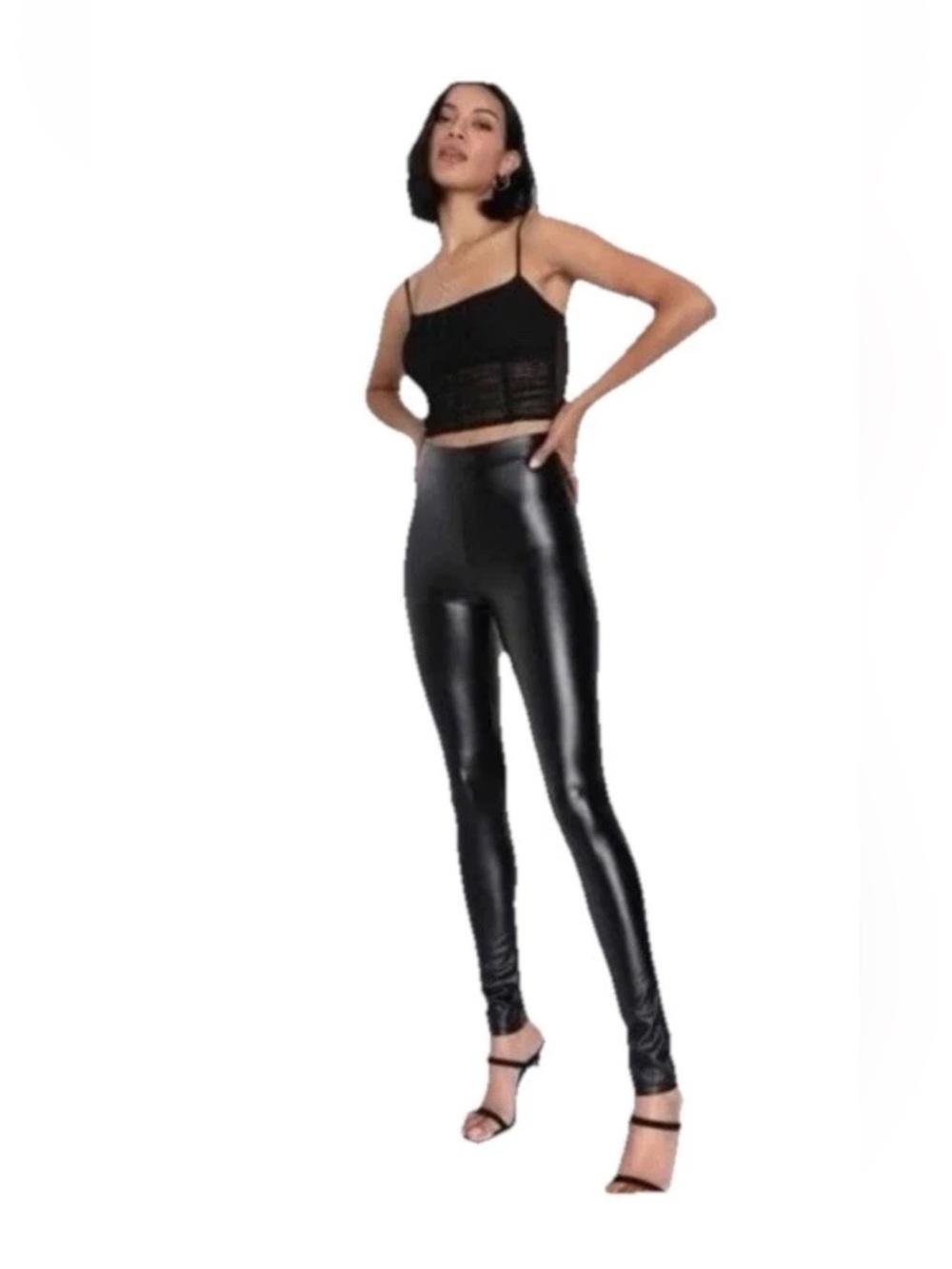 Lulus Faux Leather Leggings Black Women's Medium High Rise Skinny Pants